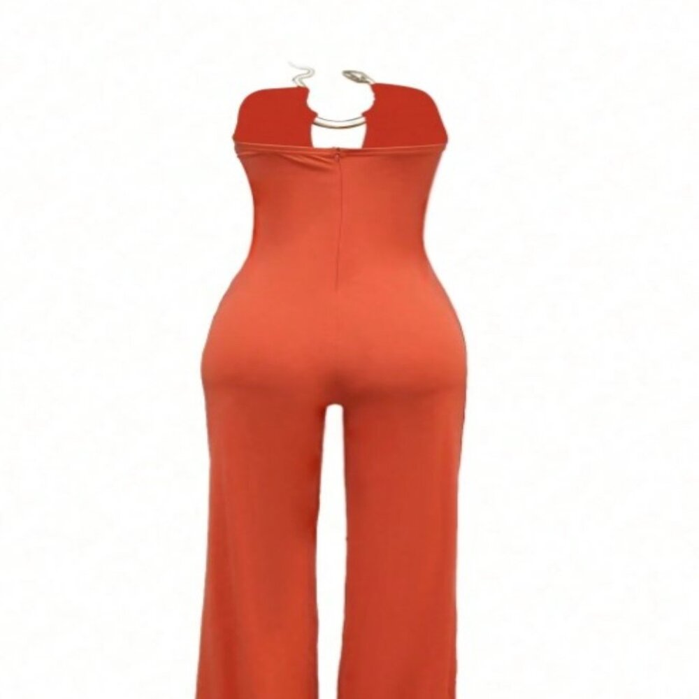 Women’s Smocked Wide-leg Strapless Snake Charm Jumpsuit - Picture 6 of 9